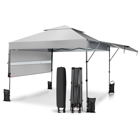 10 x 17.6 Feet Outdoor Instant Pop-up Canopy Tent with Dual Half Awnings, White Canopies   at Gallery Canada