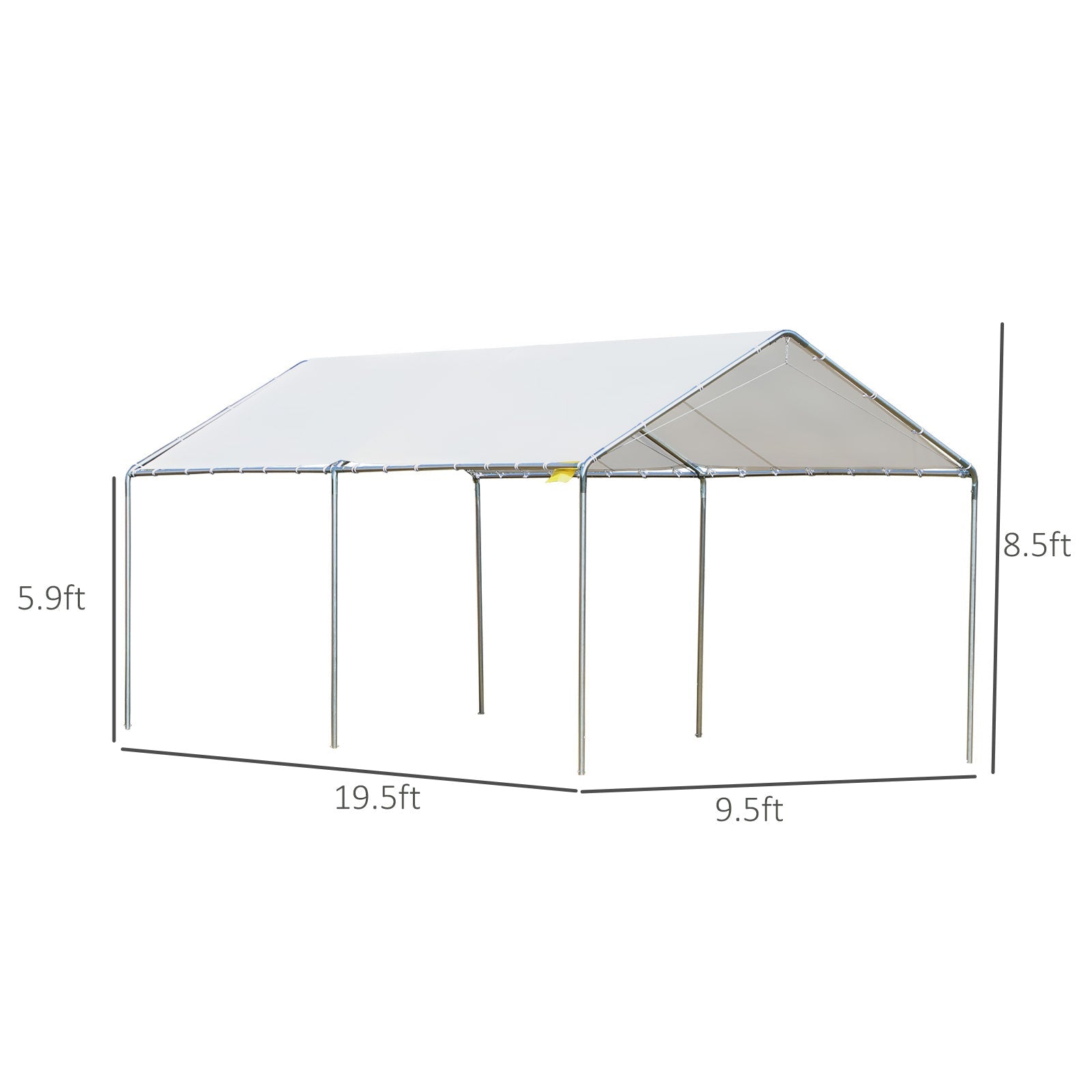 10' x 20' Carport Heavy Duty Galvanized Car Canopy with Included Anchor Kit, 3 Reinforced Steel Cables, White Car Shelters   at Gallery Canada