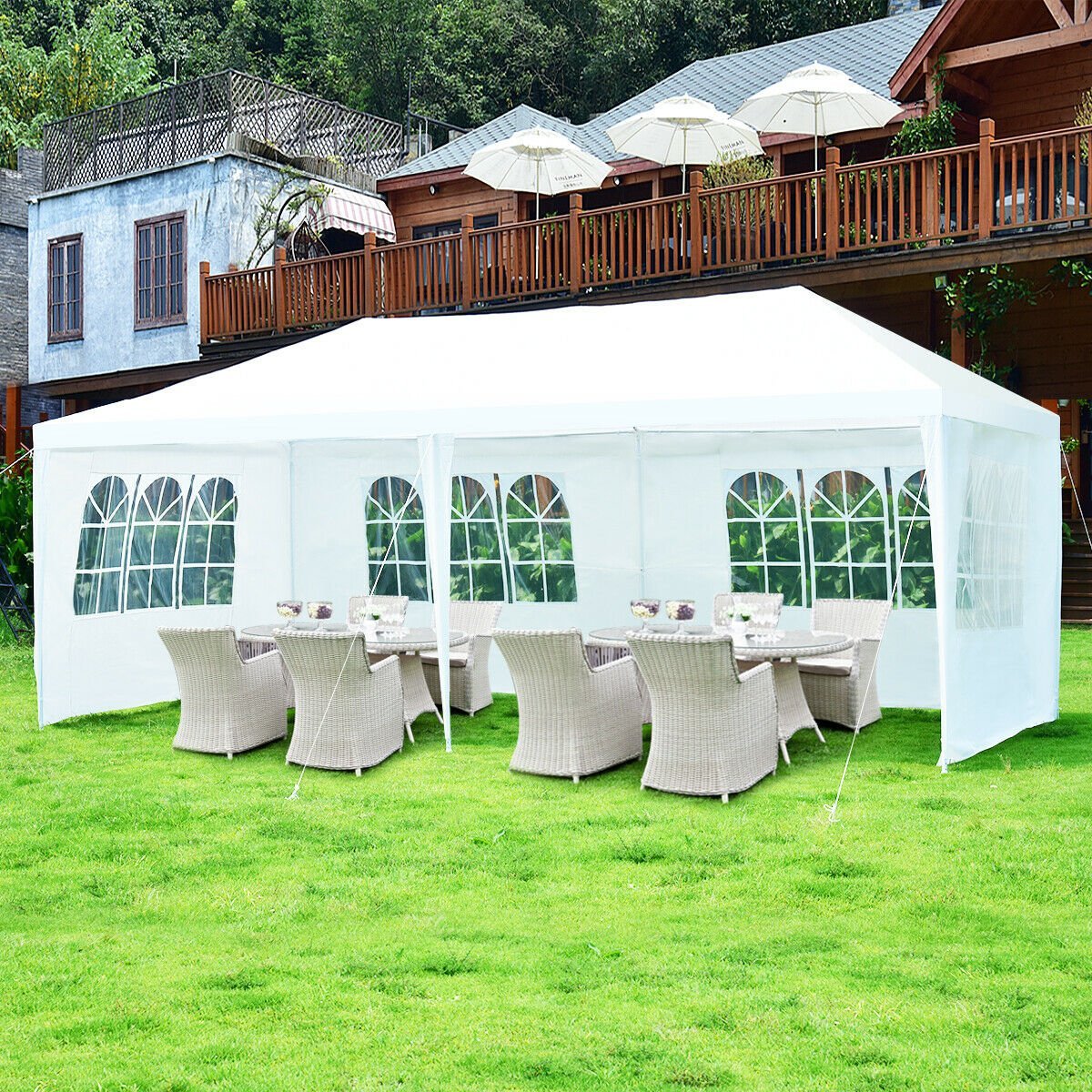 10 x 20 Feet 6 Sidewalls Canopy Tent with Carry Bag, White Canopies   at Gallery Canada