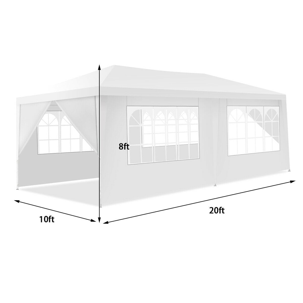 10 x 20 Feet 6 Sidewalls Canopy Tent with Carry Bag, White Canopies   at Gallery Canada