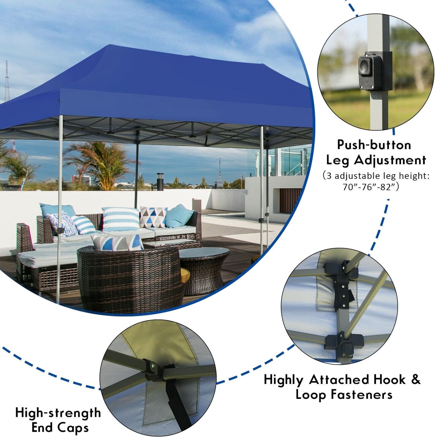 10 x 20 Feet Adjustable Folding Heavy Duty Sun Shelter with Carrying Bag, Blue Canopies   at Gallery Canada