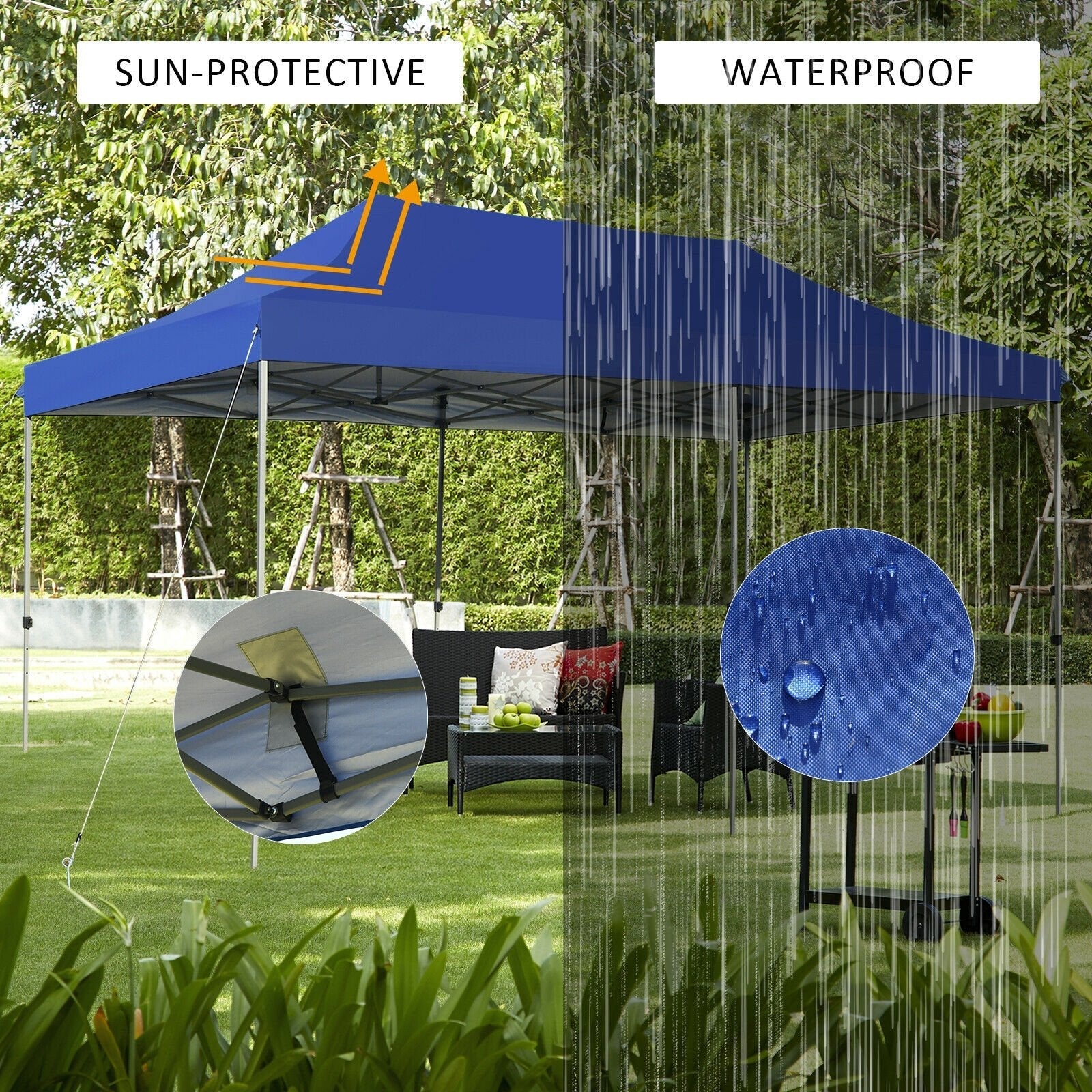 10 x 20 Feet Adjustable Folding Heavy Duty Sun Shelter with Carrying Bag, Blue Canopies   at Gallery Canada