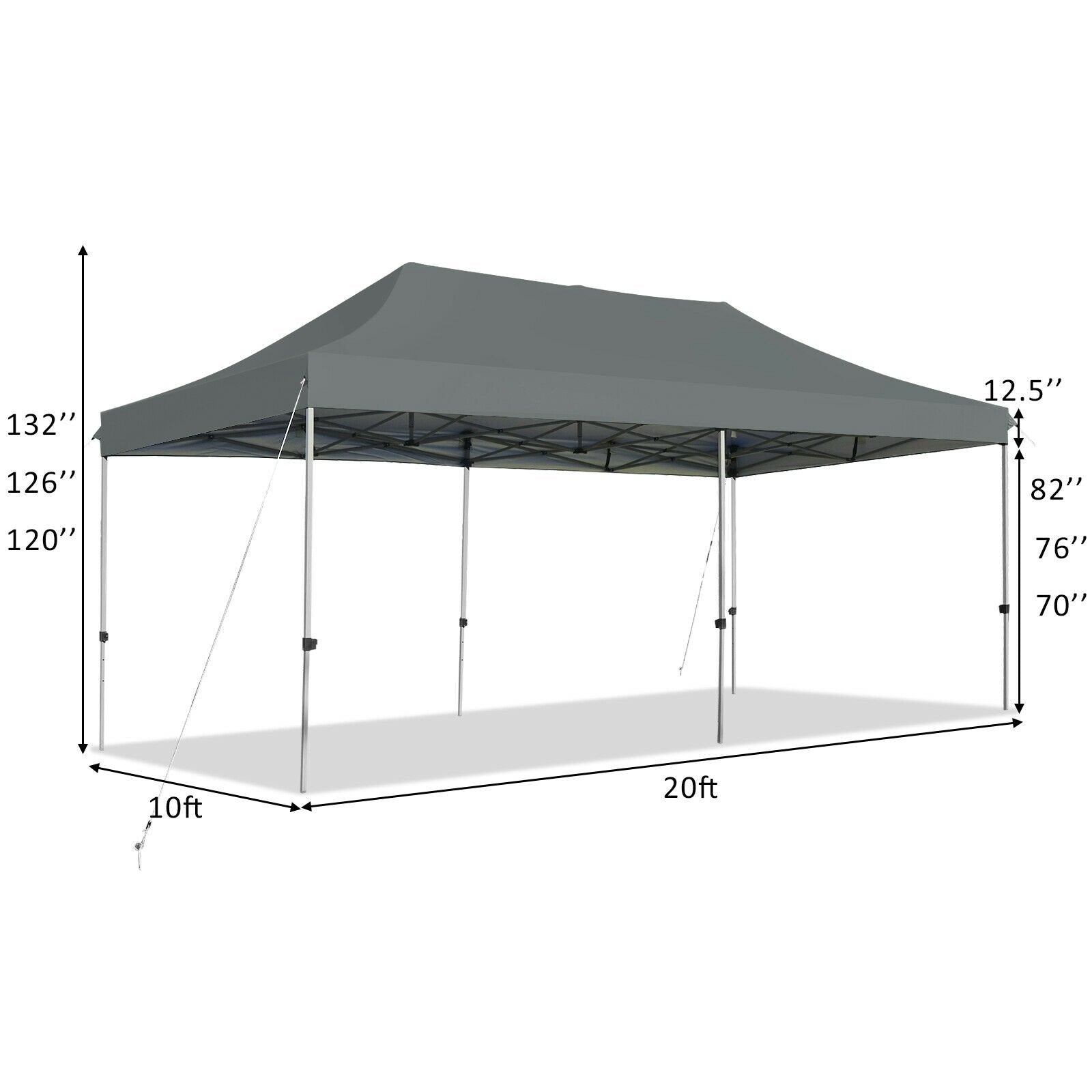 10 x 20 Feet Adjustable Folding Heavy Duty Sun Shelter with Carrying Bag, Gray Canopies   at Gallery Canada