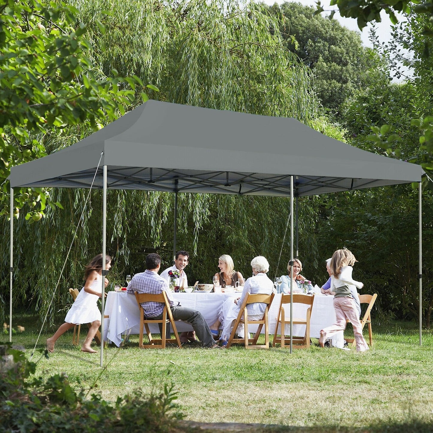 10 x 20 Feet Adjustable Folding Heavy Duty Sun Shelter with Carrying Bag, Gray Canopies   at Gallery Canada