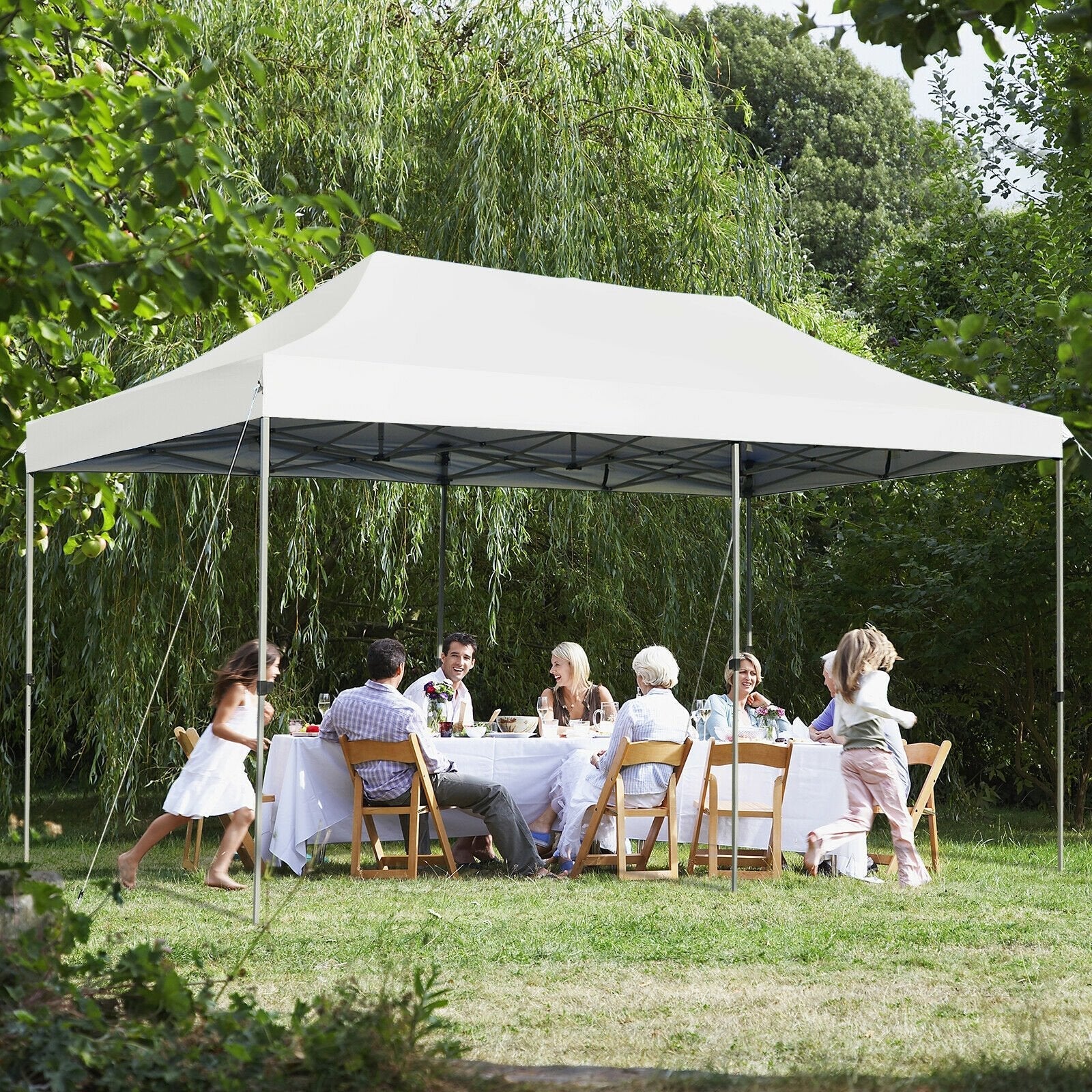 10 x 20 Feet Adjustable Folding Heavy Duty Sun Shelter with Carrying Bag, White Canopies   at Gallery Canada