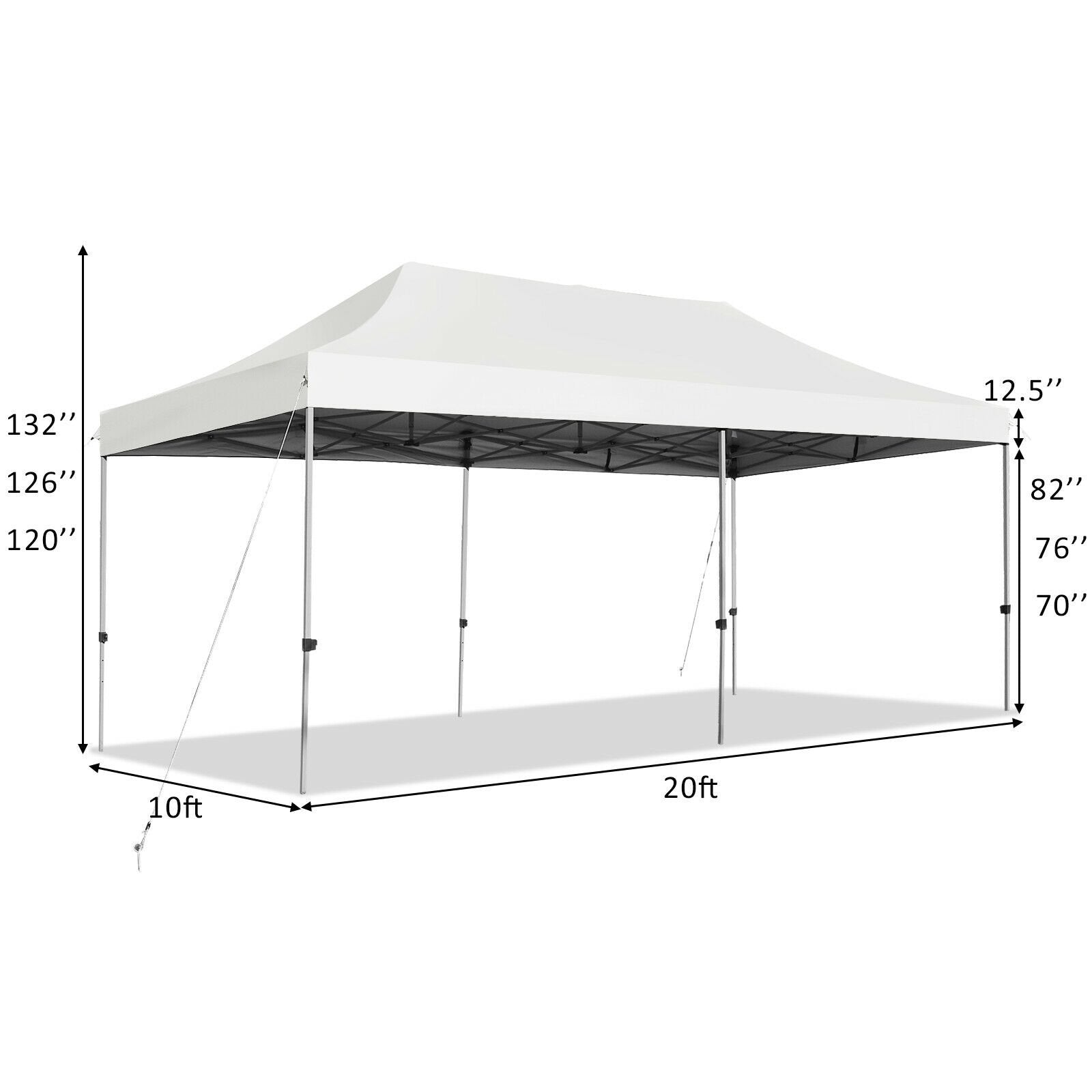 10 x 20 Feet Adjustable Folding Heavy Duty Sun Shelter with Carrying Bag, White Canopies   at Gallery Canada