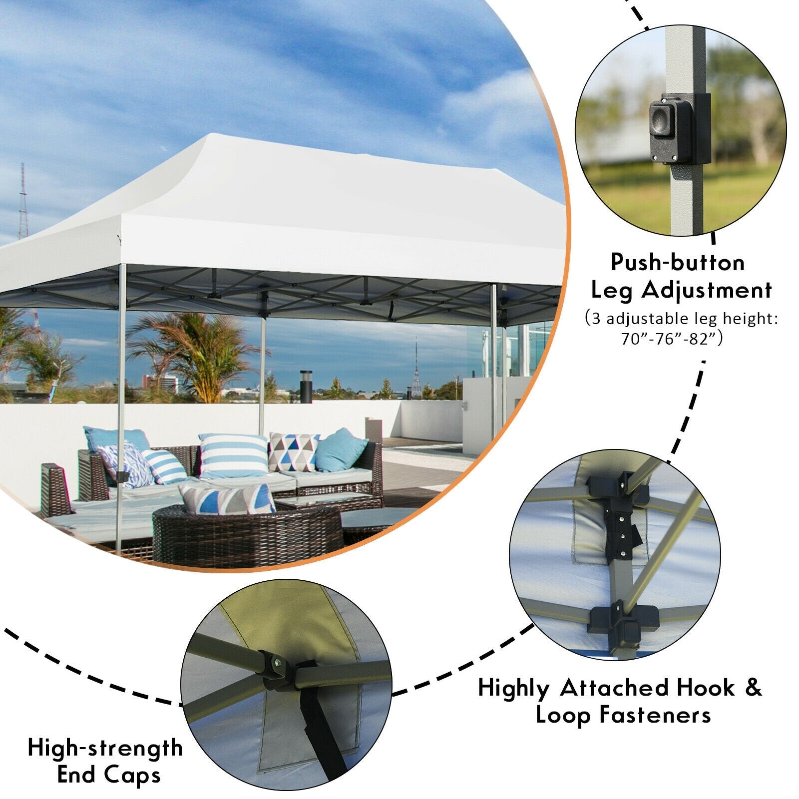 10 x 20 Feet Adjustable Folding Heavy Duty Sun Shelter with Carrying Bag, White Canopies   at Gallery Canada