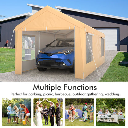 10 x 20 Feet Heavy-Duty Steel Portable Carport Car Canopy Shelter, Yellow Carports   at Gallery Canada