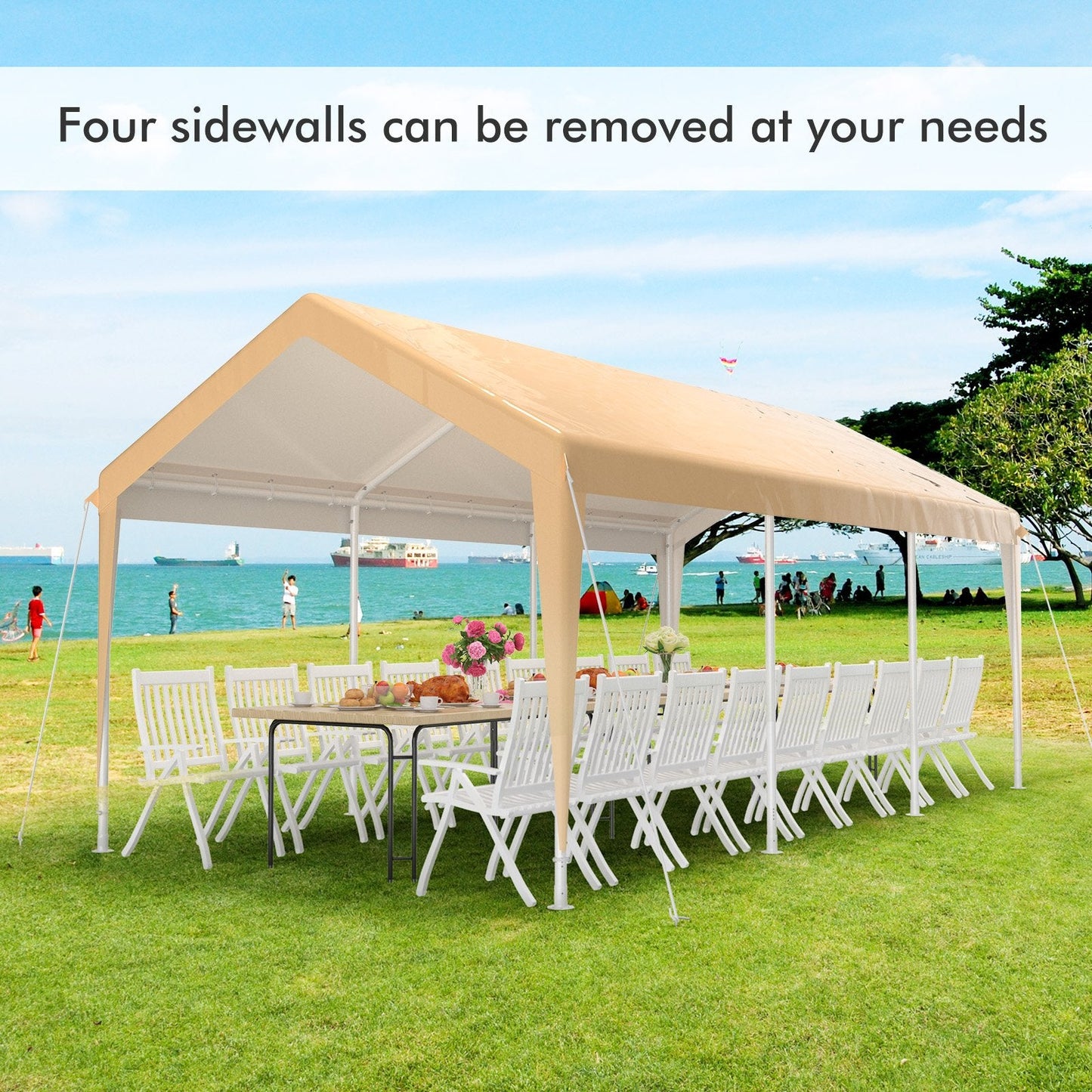 10 x 20 Feet Heavy-Duty Steel Portable Carport Car Canopy Shelter, Yellow Carports   at Gallery Canada