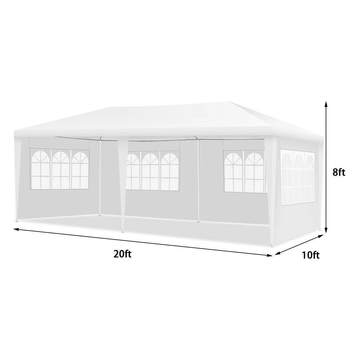 10 x 20 Feet Outdoor Party Wedding Canopy Tent with Removable Walls and Carry Bag, White Canopies   at Gallery Canada