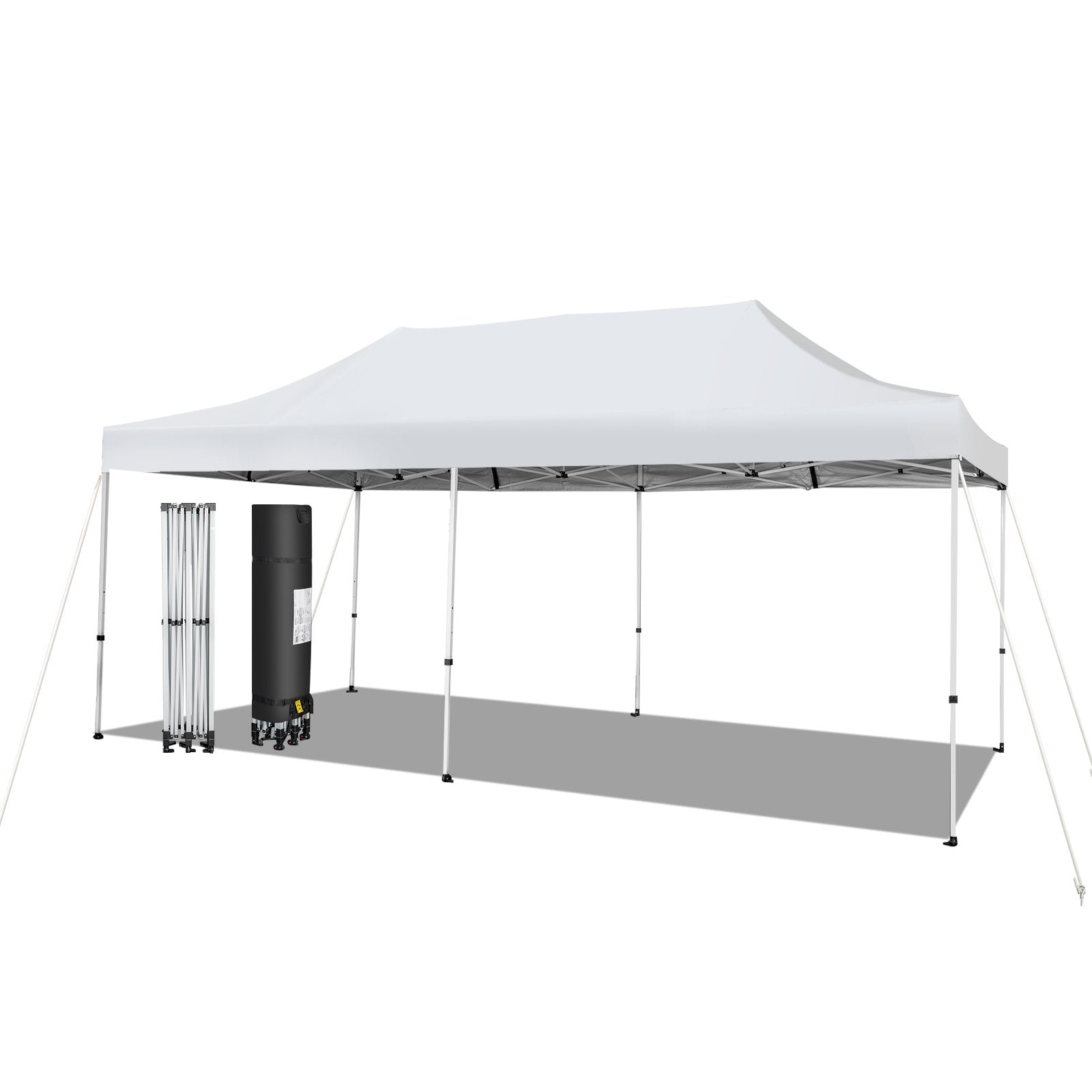 10 x 20 Feet Outdoor Pop-Up Patio Folding Canopy Tent, White Canopies   at Gallery Canada