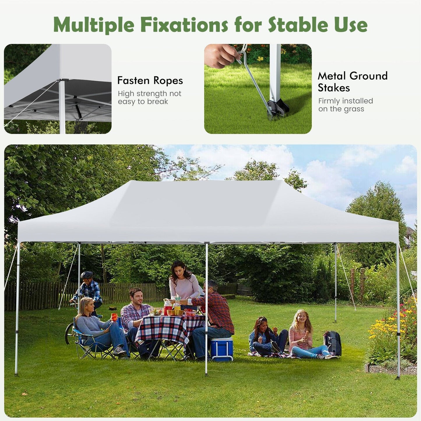 10 x 20 Feet Outdoor Pop-Up Patio Folding Canopy Tent, White Canopies   at Gallery Canada