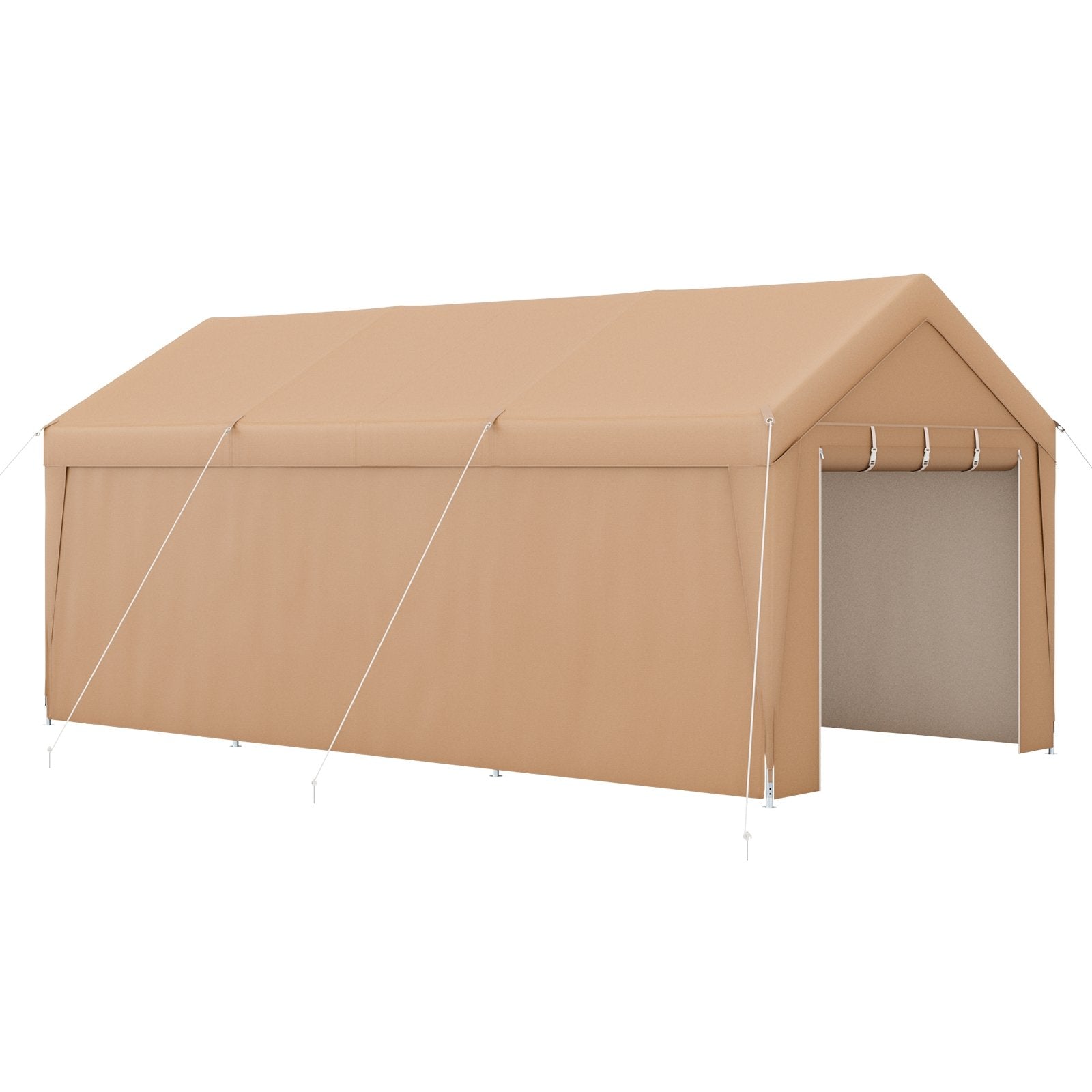 10 x 20 Feet Portable Garage Tent Carport with Galvanized Steel Frame-with Sidewall, Yellow Gazebos   at Gallery Canada