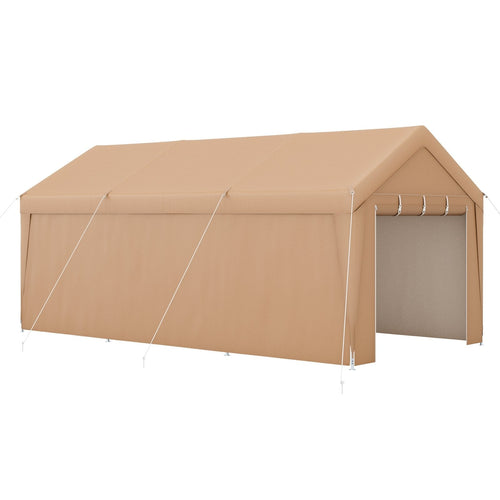 10 x 20 Feet Portable Garage Tent Carport with Galvanized Steel Frame-with Sidewall, Yellow