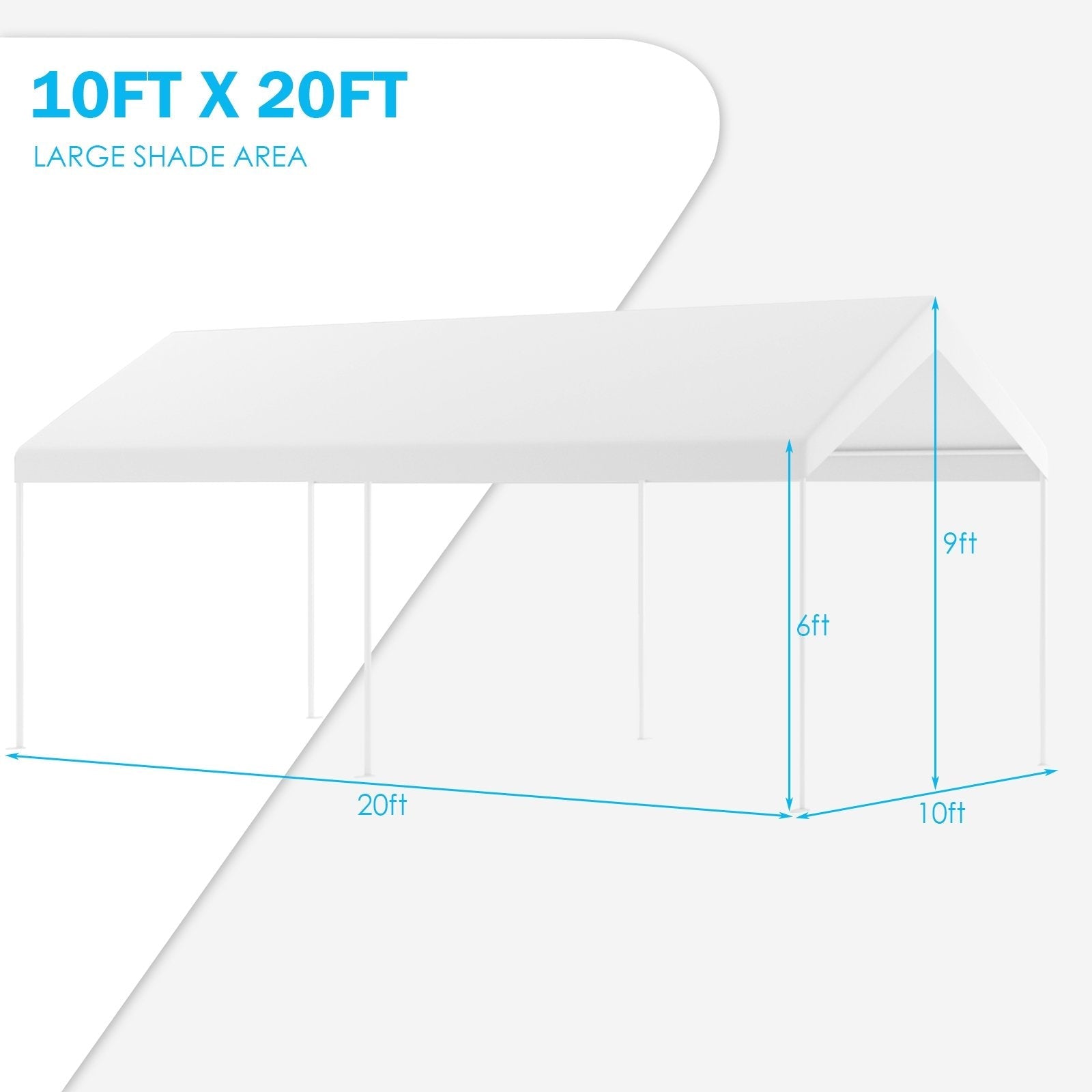 10 x 20 Feet Steel Frame Portable Car Canopy Shelter, White Carports   at Gallery Canada