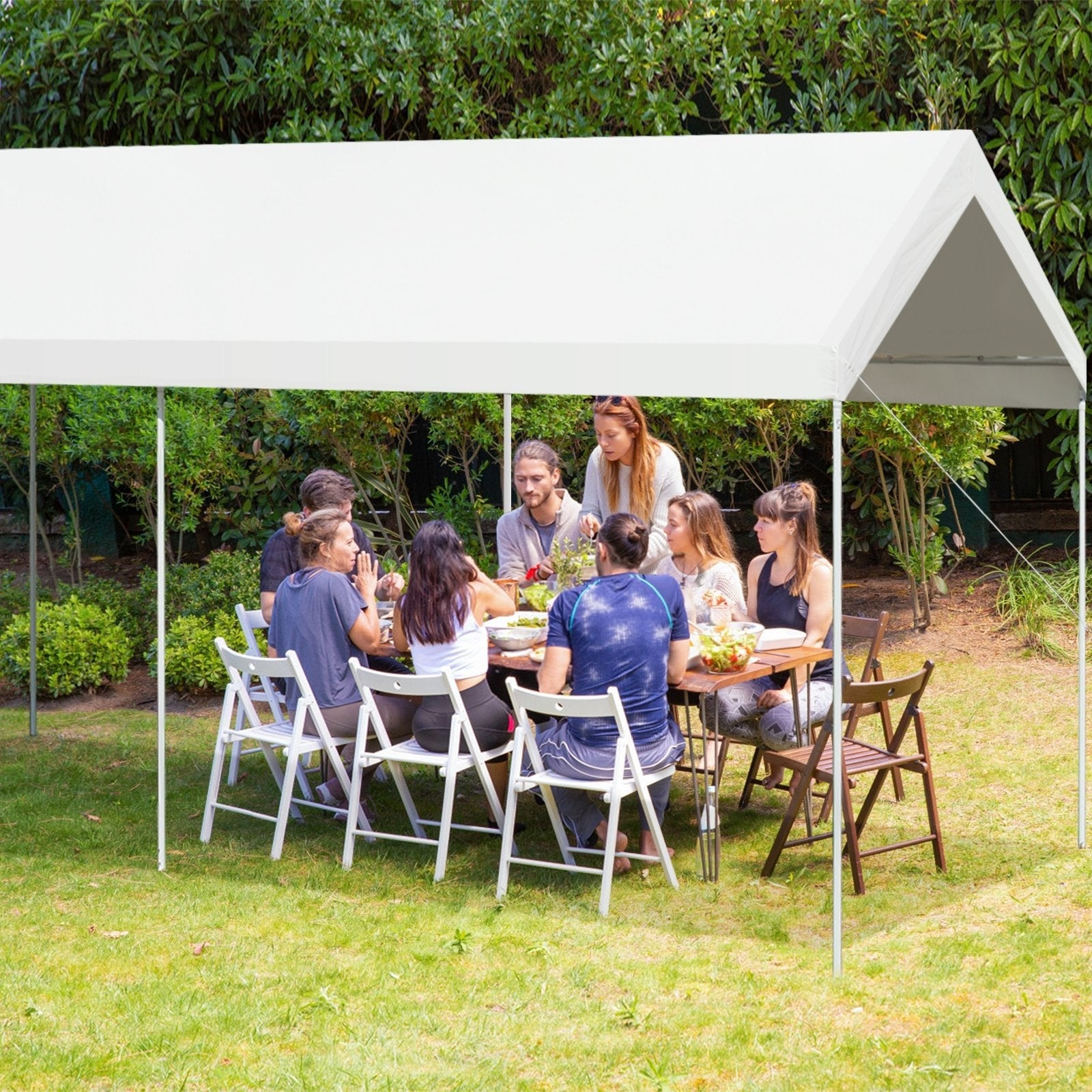 10 x 20 Feet Steel Frame Portable Car Canopy Shelter, White Carports   at Gallery Canada