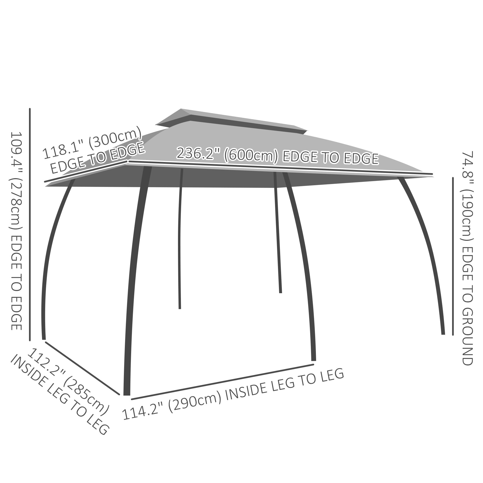 10' x 20' Patio Gazebo, Outdoor Gazebo Canopy Shelter with Netting, Vented Roof for Garden Beige Gazebos   at Gallery Canada