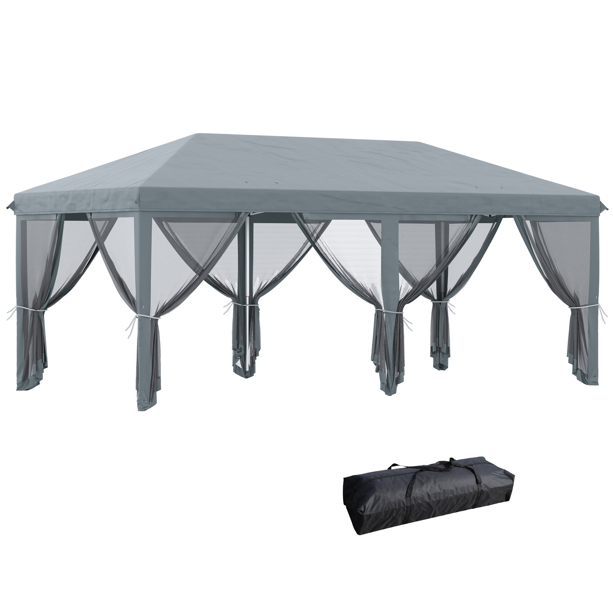 10' x 20' Pop Up Canopy Tent Gazebo with Removable Mesh Sidewall Netting, Carry Bag for Backyard Patio Outdoor, Grey Pop Up Canopies Grey  at Gallery Canada