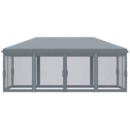 10' x 20' Pop Up Canopy Tent Gazebo with Removable Mesh Sidewall Netting, Carry Bag for Backyard Patio Outdoor, Grey Pop Up Canopies   at Gallery Canada