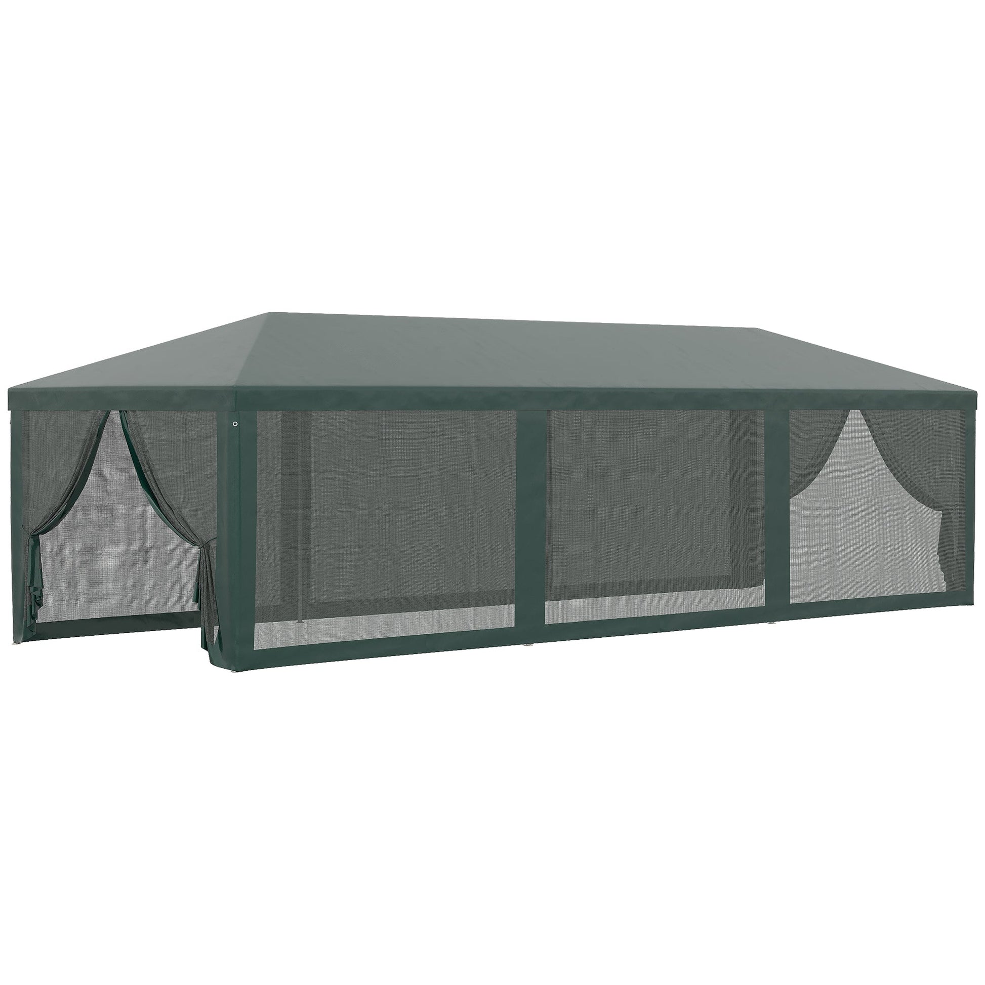 10' x 28' Outdoor Canopy, Party Tent, Garden Sun Shade with 8 Mosquito Mesh Netting and Zipper Door, Green Canopy Tents Green  at Gallery Canada