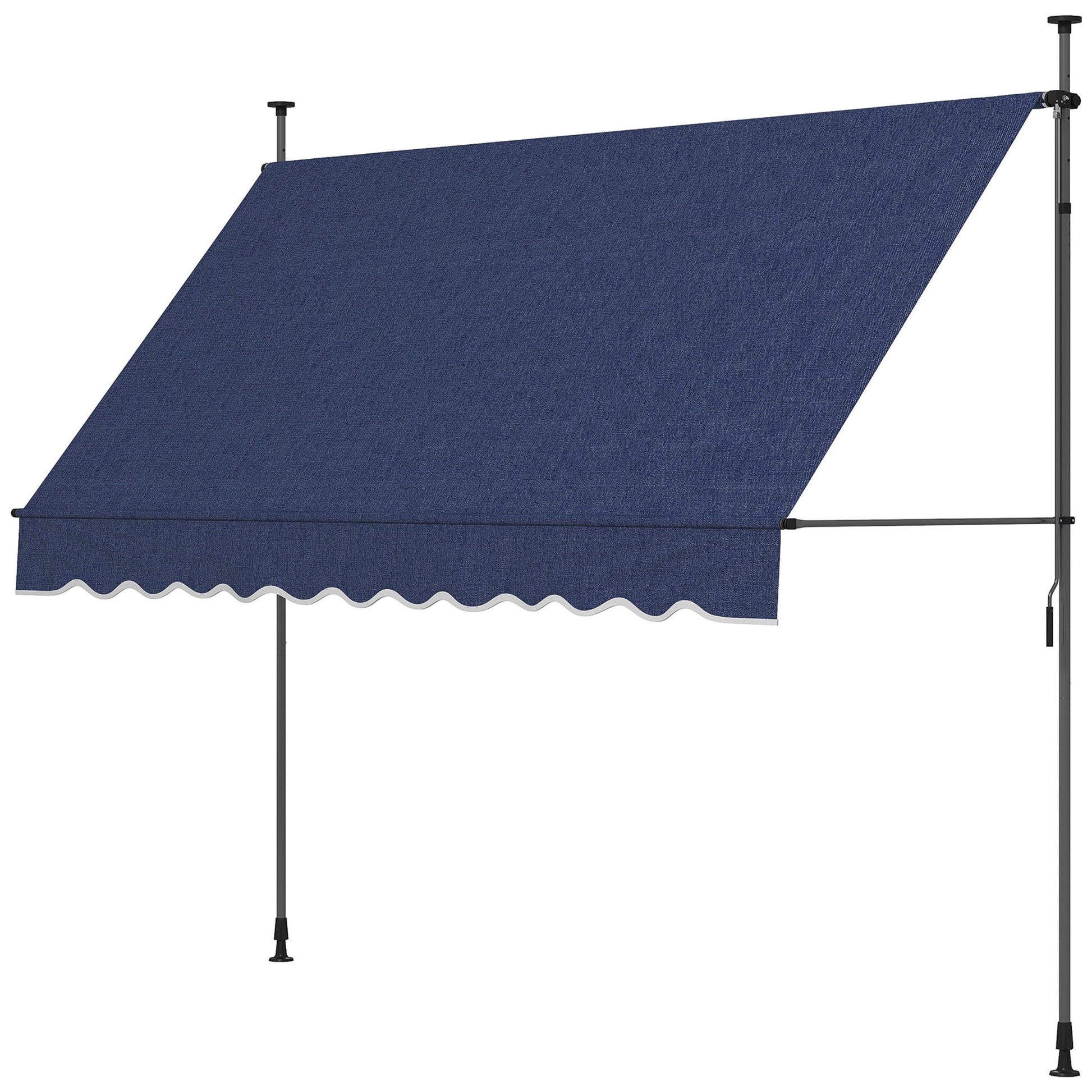 10' x 3' Manual Retractable Awning, Non-Screw Freestanding Patio Awning, UV Resistant, for Window or Door, Blue Patio Awnings Blue  at Gallery Canada