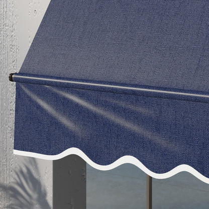 10' x 3' Manual Retractable Awning, Non-Screw Freestanding Patio Awning, UV Resistant, for Window or Door, Blue Patio Awnings   at Gallery Canada