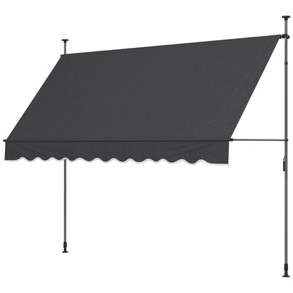 10' x 3' Manual Retractable Awning, Non-Screw Freestanding Patio Awning, UV Resistant, for Window or Door, Dark Grey Patio Awnings Dark Grey  at Gallery Canada