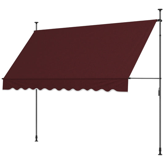 10' x 3' Manual Retractable Awning, Non-Screw Freestanding Patio Awning, UV Resistant, for Window or Door, Wine Red Window Awnings Wine Red  at Gallery Canada