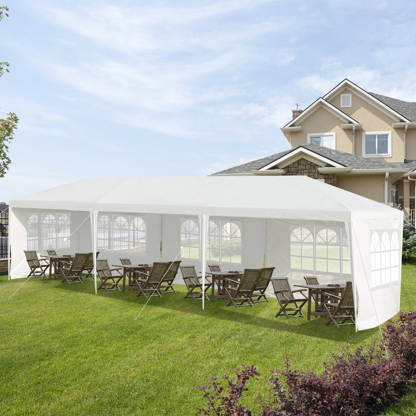 10 x 30 Feet Canopy Tent with 5 Removable Sidewalls for Party Wedding, White Canopies   at Gallery Canada