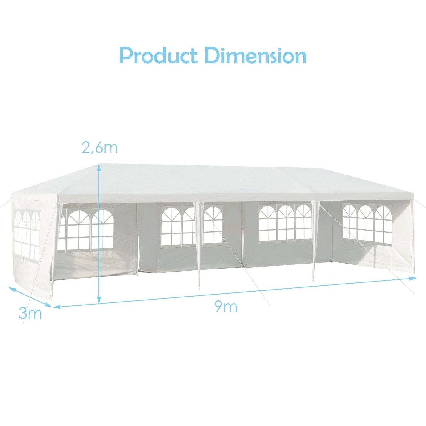 10 x 30 Feet Canopy Tent with 5 Removable Sidewalls for Party Wedding, White Canopies   at Gallery Canada