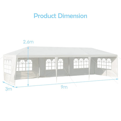 10 x 30 Feet Canopy Tent with 5 Removable Sidewalls for Party Wedding, White Canopies   at Gallery Canada