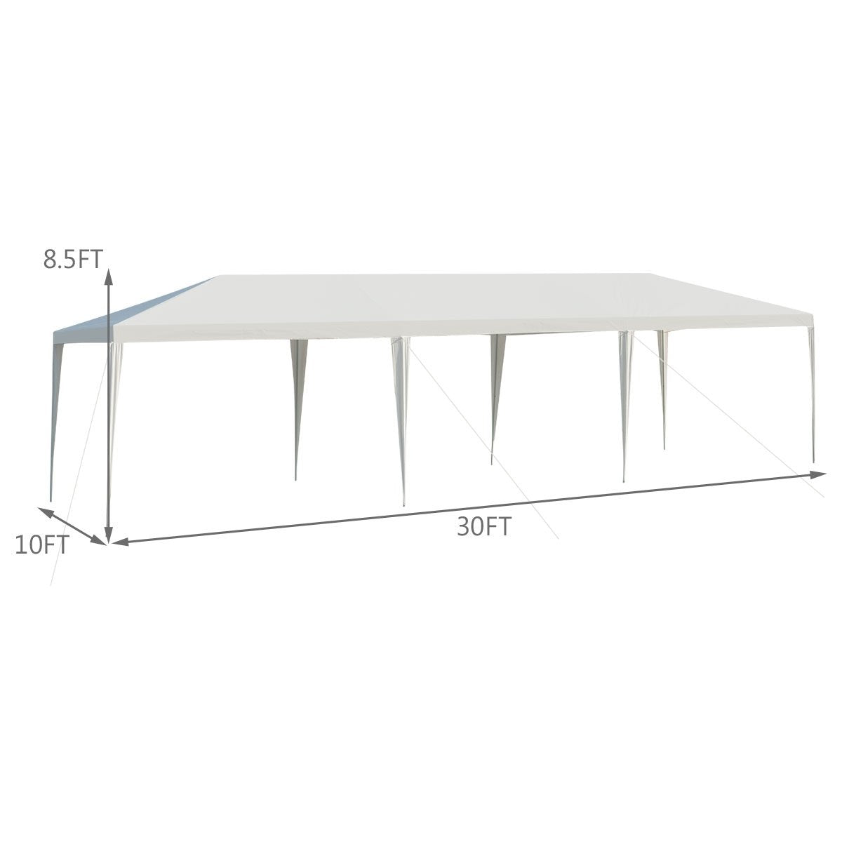 10 x 30 Feet Gazebo Canopy Tent with Connection Stakes and Wind Ropes, White Canopies   at Gallery Canada