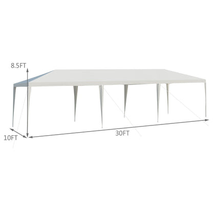 10 x 30 Feet Gazebo Canopy Tent with Connection Stakes and Wind Ropes, White Canopies   at Gallery Canada