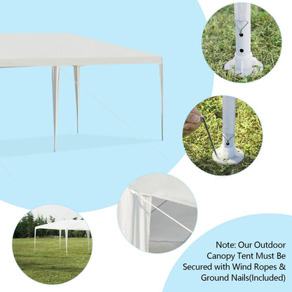 10 x 30 Feet Gazebo Canopy Tent with Connection Stakes and Wind Ropes, White Canopies   at Gallery Canada