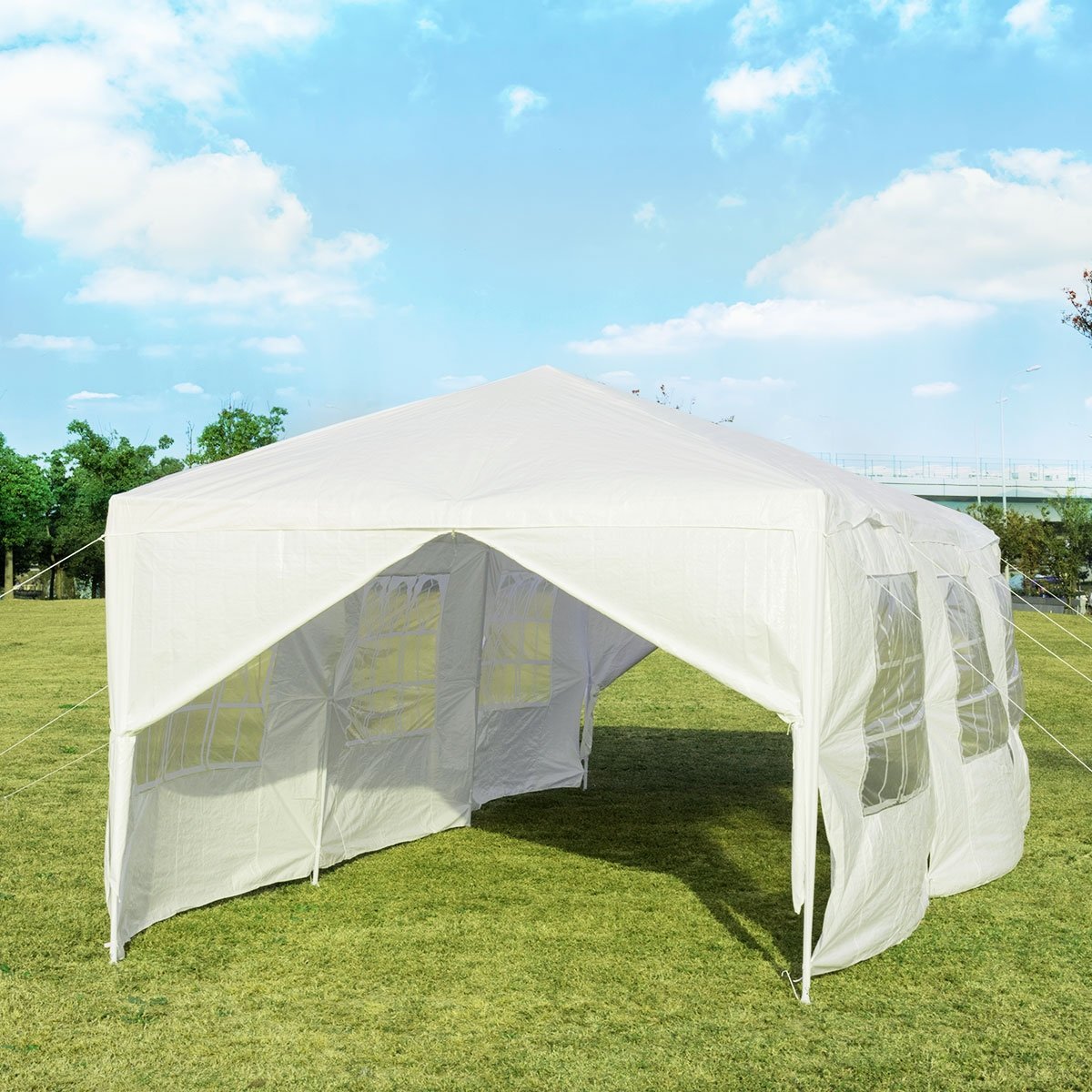 10 x 30 Feet Outdoor Canopy Tent with 6 Removable Sidewalls and 2 Doorways, White Canopies   at Gallery Canada