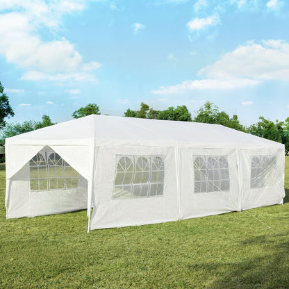 10 x 30 Feet Outdoor Canopy Tent with 6 Removable Sidewalls and 2 Doorways, White Canopies   at Gallery Canada