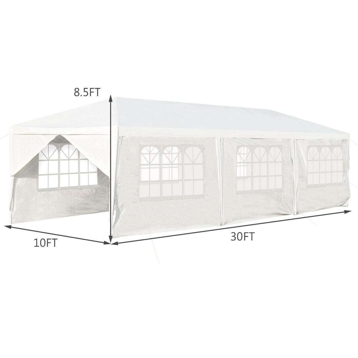 10 x 30 Feet Outdoor Canopy Tent with 6 Removable Sidewalls and 2 Doorways, White Canopies   at Gallery Canada