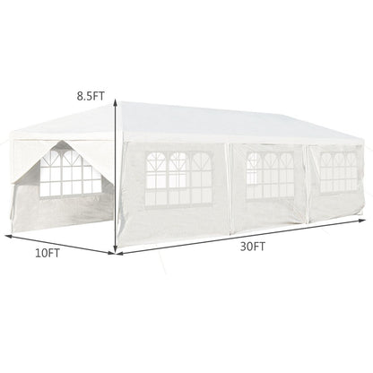 10 x 30 Feet Outdoor Canopy Tent with 6 Removable Sidewalls and 2 Doorways, White Canopies   at Gallery Canada