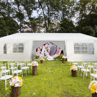 10 x 30 Feet Outdoor Canopy Tent with 6 Removable Sidewalls and 2 Doorways, White Canopies   at Gallery Canada