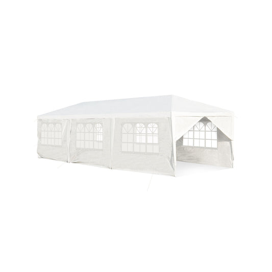 10 x 30 Feet Outdoor Canopy Tent with 6 Removable Sidewalls and 2 Doorways, White Canopies   at Gallery Canada