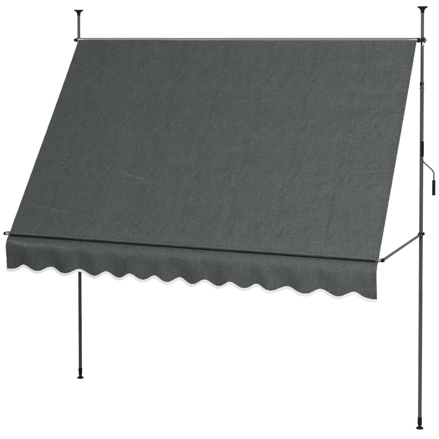 10' x 4' Manual Retractable Awning, Non-Screw Freestanding Patio Awning, UV Resistant, for Window or Door, Dark Grey Patio Awnings Dark Grey  at Gallery Canada