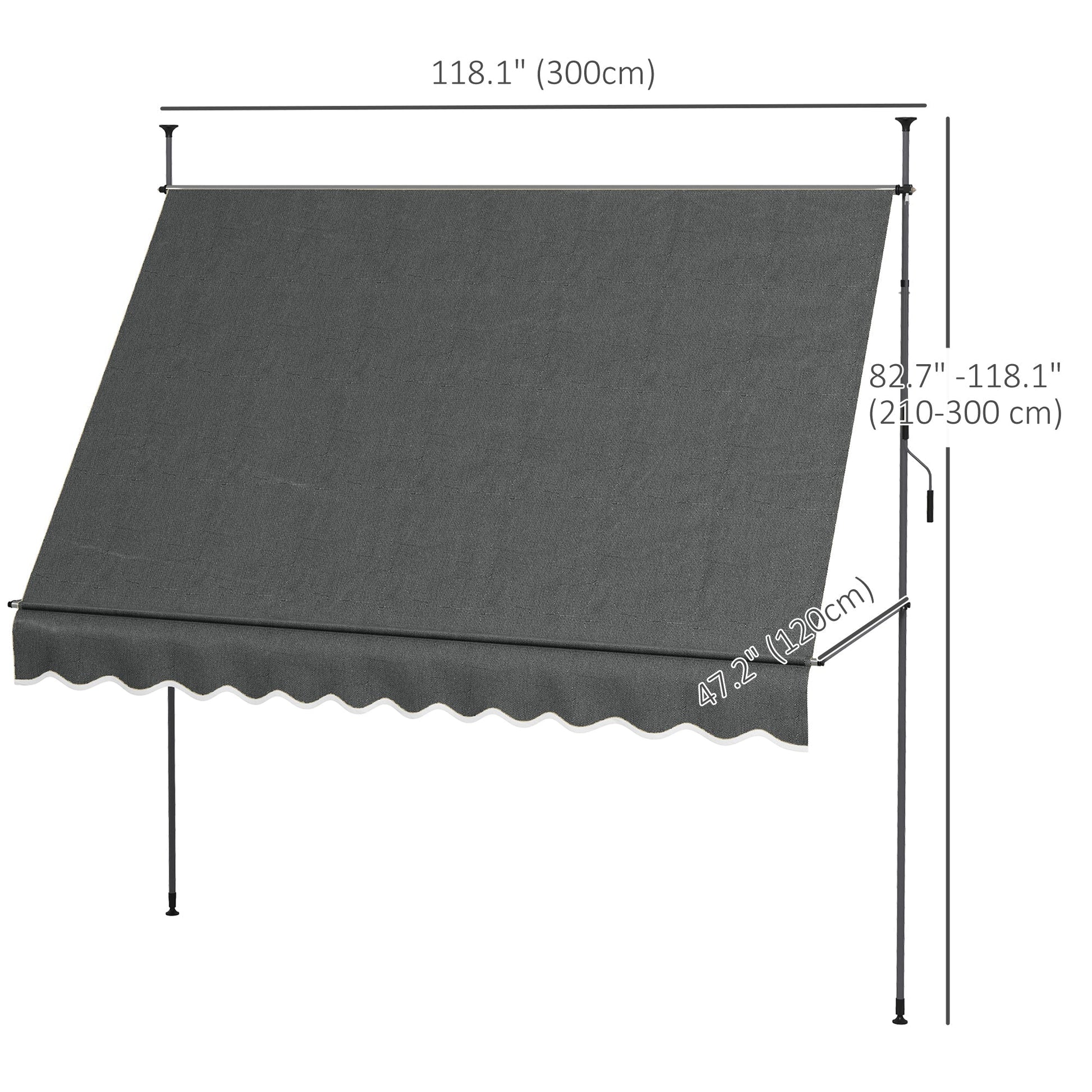 10' x 4' Manual Retractable Awning, Non-Screw Freestanding Patio Awning, UV Resistant, for Window or Door, Dark Grey Patio Awnings   at Gallery Canada