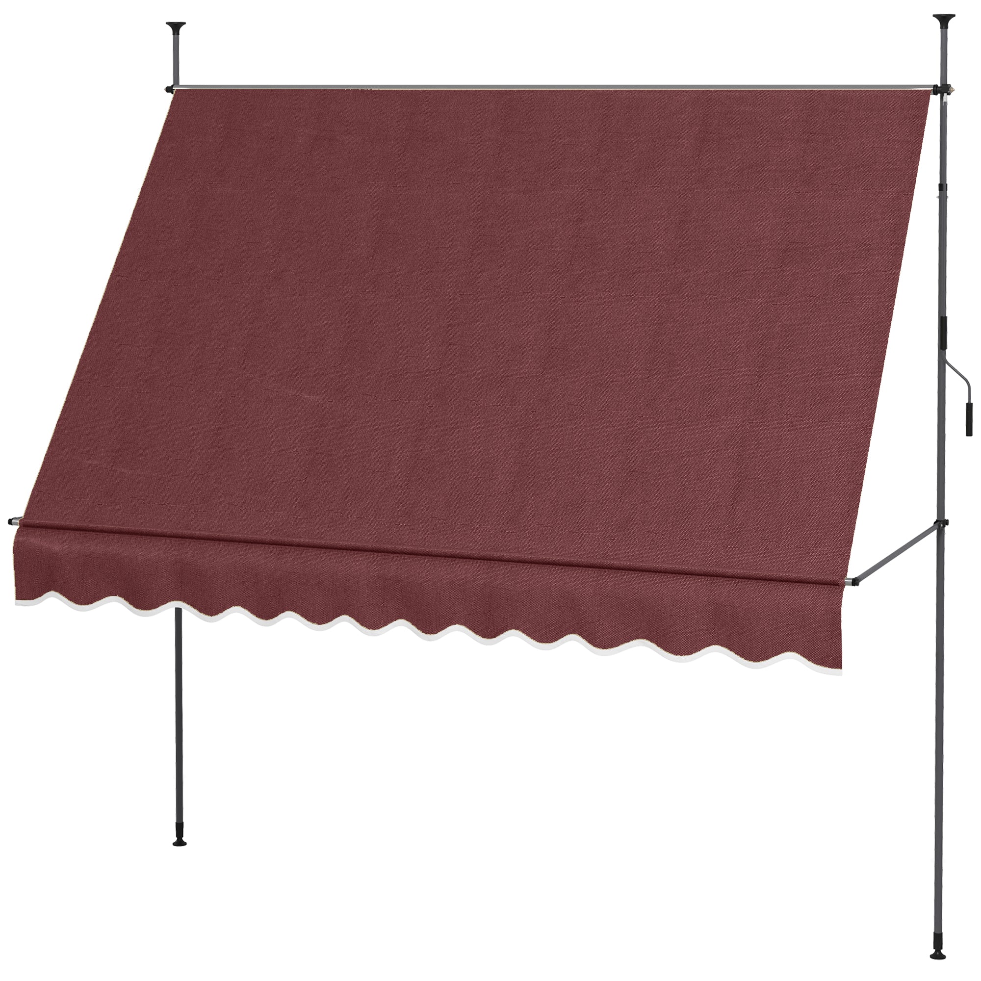 10' x 4' Manual Retractable Awning, Non-Screw Freestanding Patio Awning, UV Resistant, for Window or Door, Wine Red Patio Awnings Wine Red  at Gallery Canada