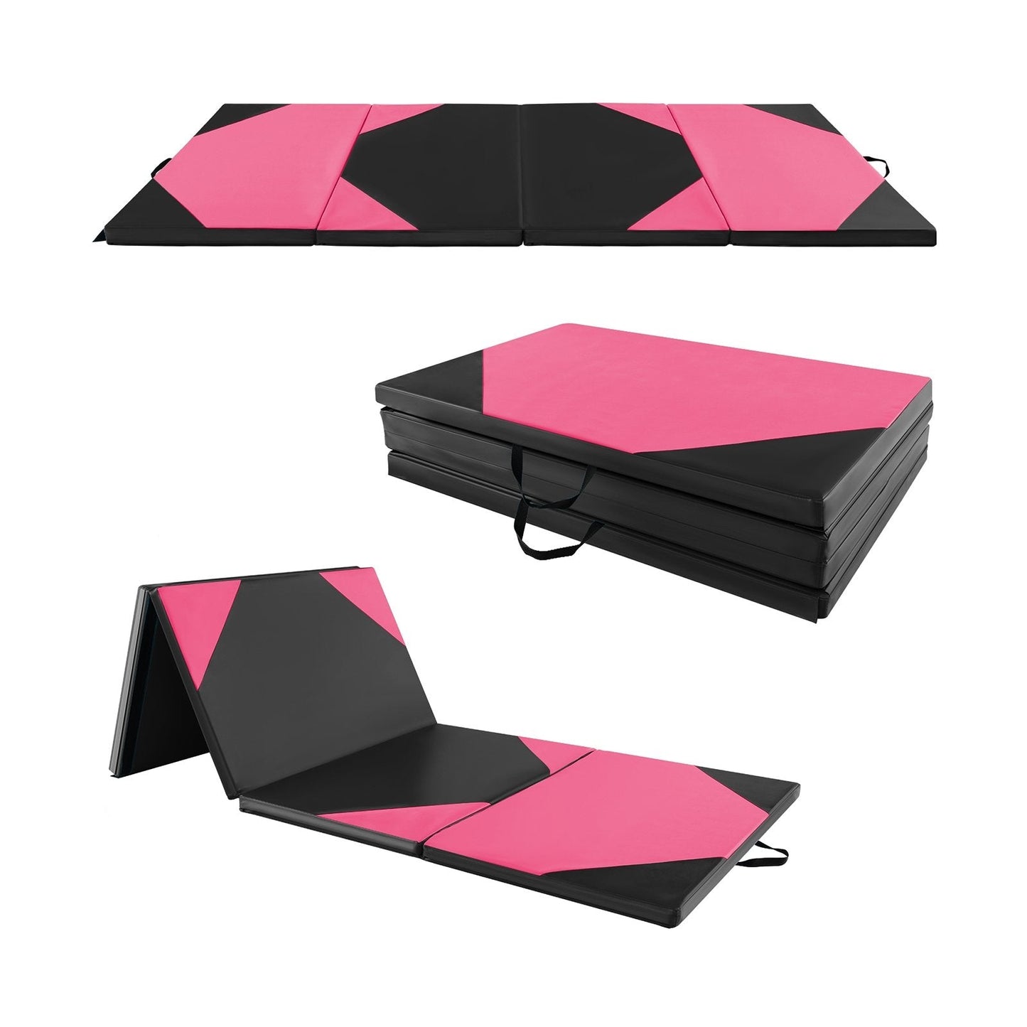 10' x 4' x 2" Folding Exercise Mat with Hook and Loop Fasteners, Black & Pink Yoga & Gym Mats   at Gallery Canada