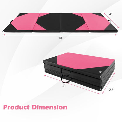 10' x 4' x 2" Folding Exercise Mat with Hook and Loop Fasteners, Black & Pink Yoga & Gym Mats   at Gallery Canada