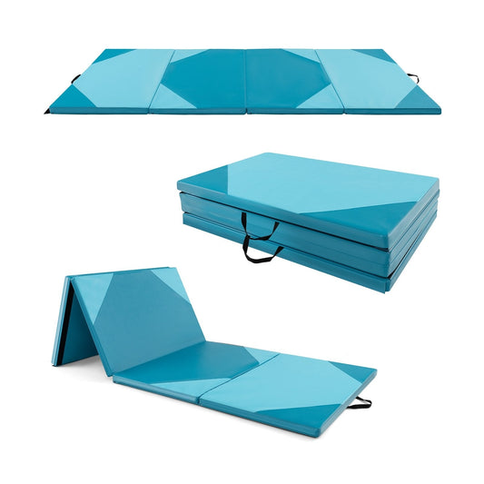 10' x 4' x 2" Folding Exercise Mat with Hook and Loop Fasteners, Blue Yoga & Gym Mats   at Gallery Canada