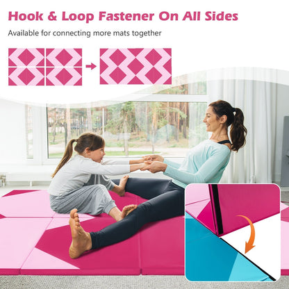 10' x 4' x 2" Folding Exercise Mat with Hook and Loop Fasteners-Hot Pink, Gradient Pink Yoga & Gym Mats   at Gallery Canada