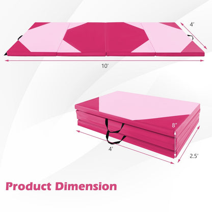 10' x 4' x 2" Folding Exercise Mat with Hook and Loop Fasteners-Hot Pink, Gradient Pink Yoga & Gym Mats   at Gallery Canada