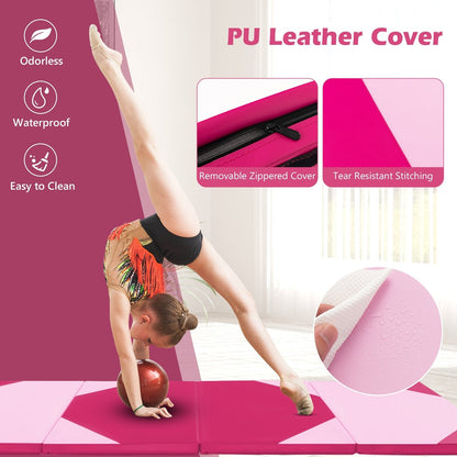 10' x 4' x 2" Folding Exercise Mat with Hook and Loop Fasteners-Hot Pink, Gradient Pink Yoga & Gym Mats   at Gallery Canada