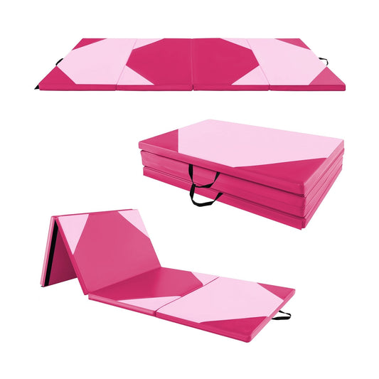 10' x 4' x 2" Folding Exercise Mat with Hook and Loop Fasteners-Hot Pink, Gradient Pink Yoga & Gym Mats   at Gallery Canada